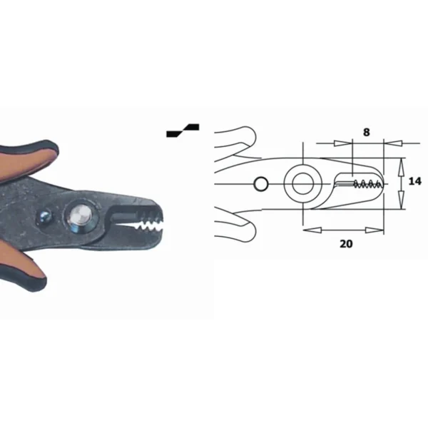 Nicht regulierbare Kabel-Abisolierzange. Für Ø: 0,32-0,51 mm, 28-24 AWG. Länge 141 mm – CP-SFF30