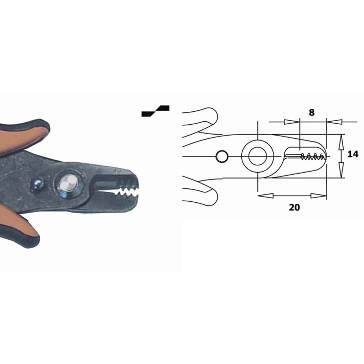 Nicht regulierbare Kabel-Abisolierzange. Für Ø: 0,32-0,51 mm, 28-24 AWG. Länge 141 mm – CP-SFF30