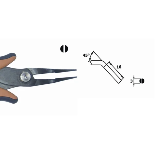 45° abgewinkelt mit glatter Innenfläche. Klingenstärke 3,0 mm, Länge 152 mm. – CP-PNB2018