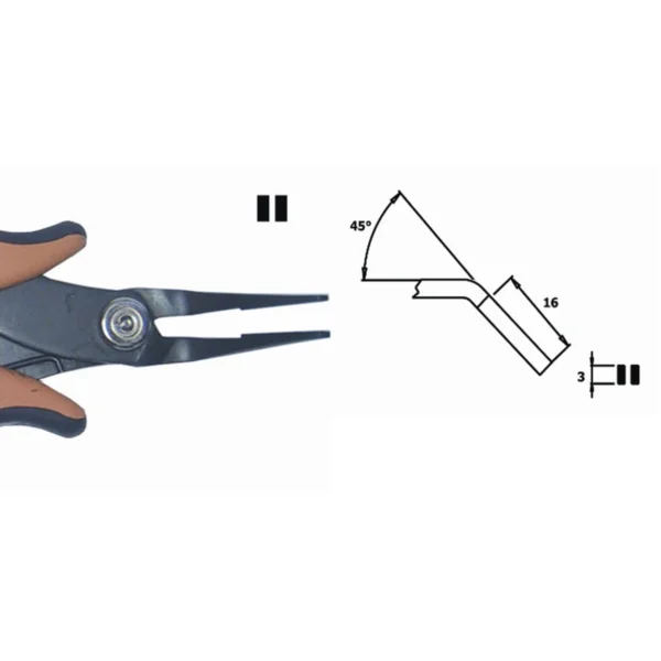 45° abgewinkelt mit glatter Innenfläche. Klingenstärke 3,0 mm, Länge 152 mm. – CP-PNB2008