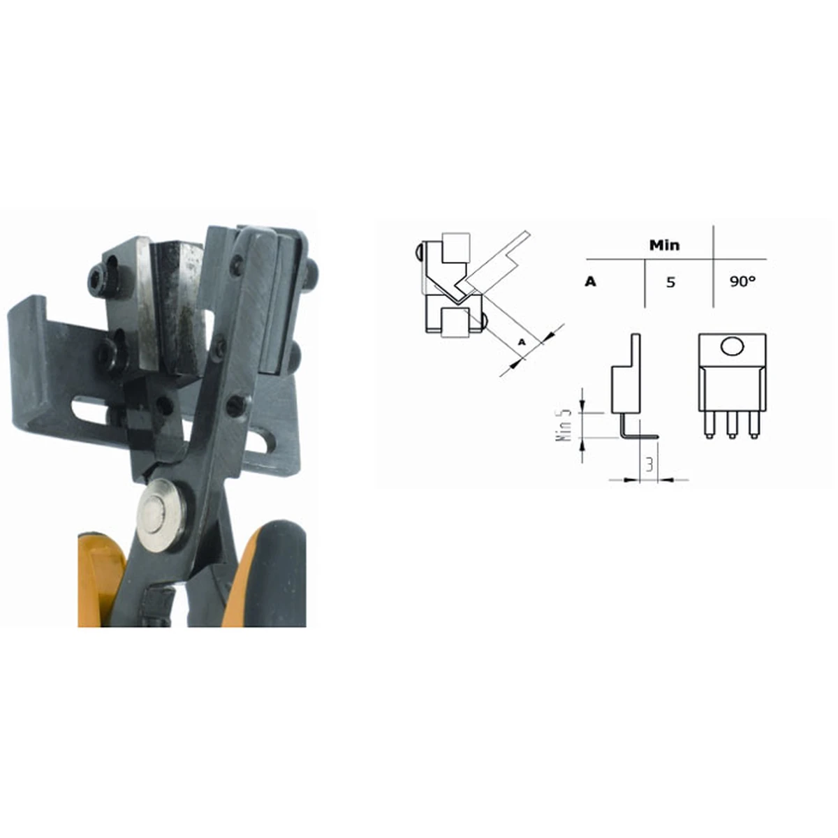 Zum gleichzeitigen Schneiden und Abwinkeln von Bauteilpins. ESD. Klingenstärke 5 mm, Länge 158 mm – CP-PN5040-90D