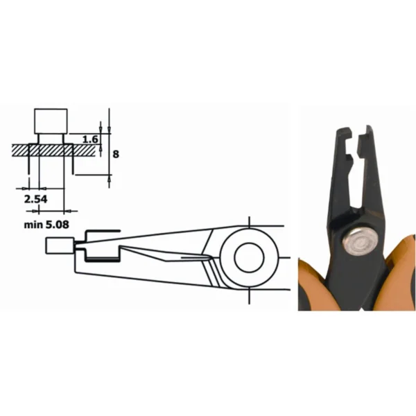 Formt den Bauteilpin in L-Form und schneidet den Rest ab. ESD. Klingenstärke 3 mm, Länge 145 mm. – CP-PTR30LD