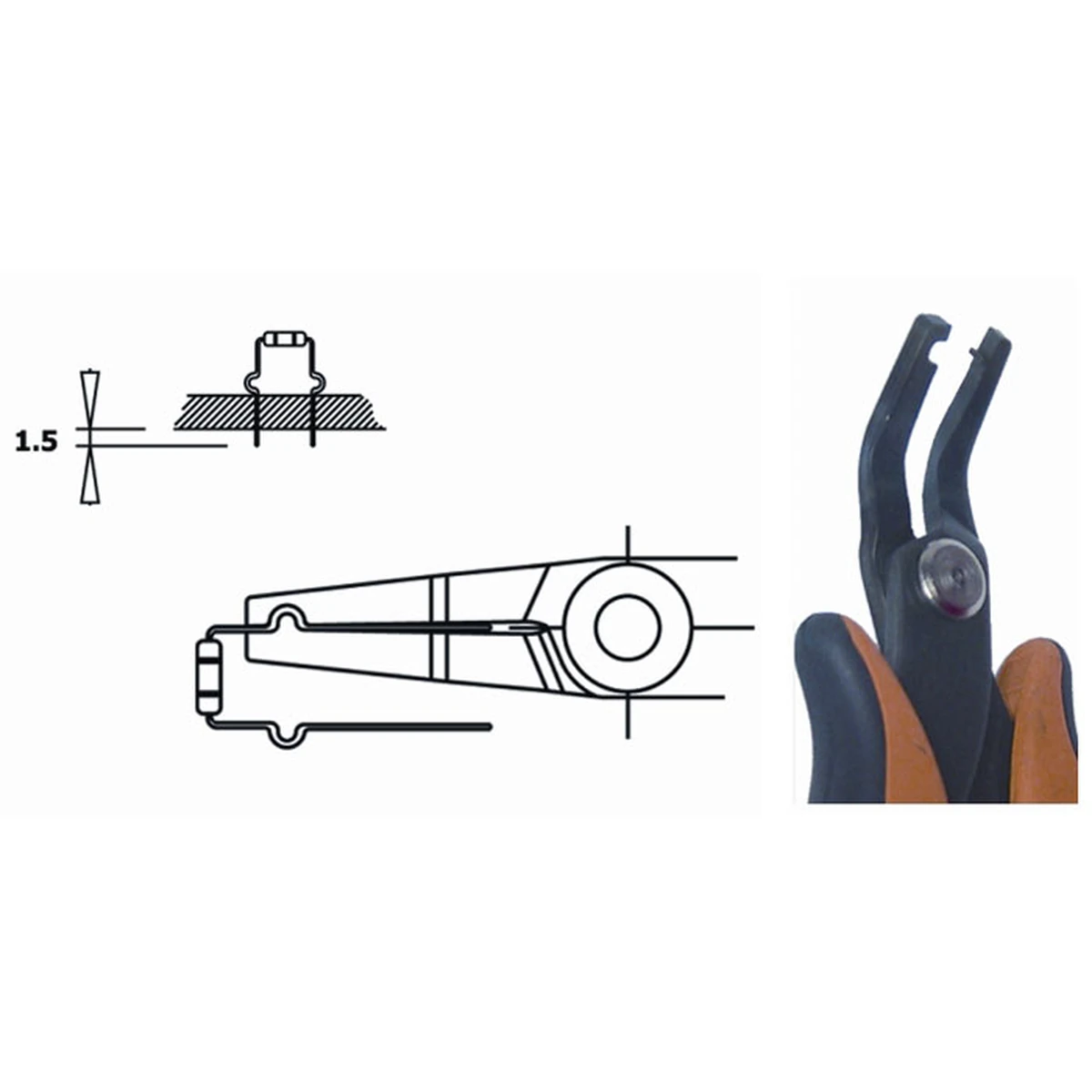 C- Form Formzange, 45° Biegung, ESD. Klingenstärke 3 mm, Länge 145 mm. – CP-PNR30D