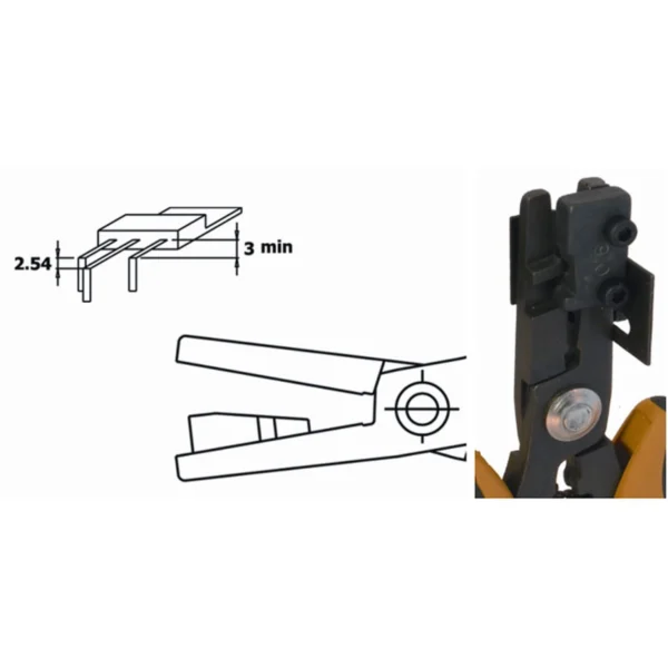 Zange zum Umformen von TO 220, 90° Biegung, zentraler Stift um 2,54mm länger als Seitenstifte. – CP-PN5050-6D