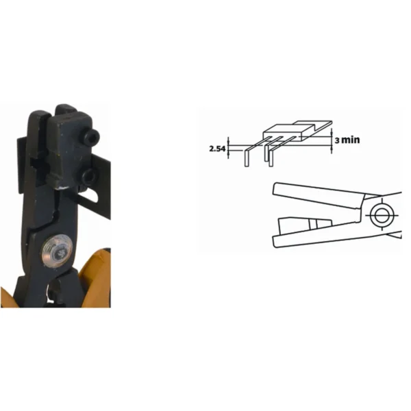 Zange zum Umformen von TO 220, 90° Biegung, zentraler Stift um 2,54mm kürzer als Seitenstifte. – CP-PN5050-7D