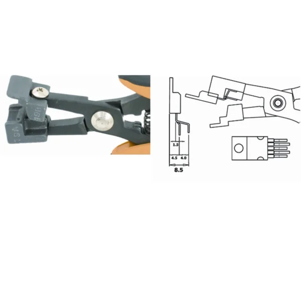 Zange zum Umformen von 5 Stiften von TO 220, Stifte 1-3-5 (4mm) und Stifte 2-4 (1,5mm), Raster… – CP-PN5050-19D