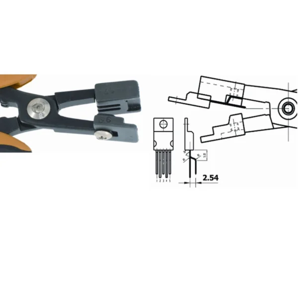 Zange zum Umformen von Stiften 1-3-5 von TO220, Raster 2,54 mm. ESD. Klingenstärke 5,0 mm, Länge… – CP-PN5050-54D