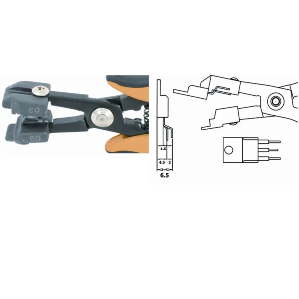 Formt die Stifte von TO 220 & 247, Seitenstifte: Raster 1,5mm, zentraler Stift: Raster 3,5mm, – CP-PN5050-60D