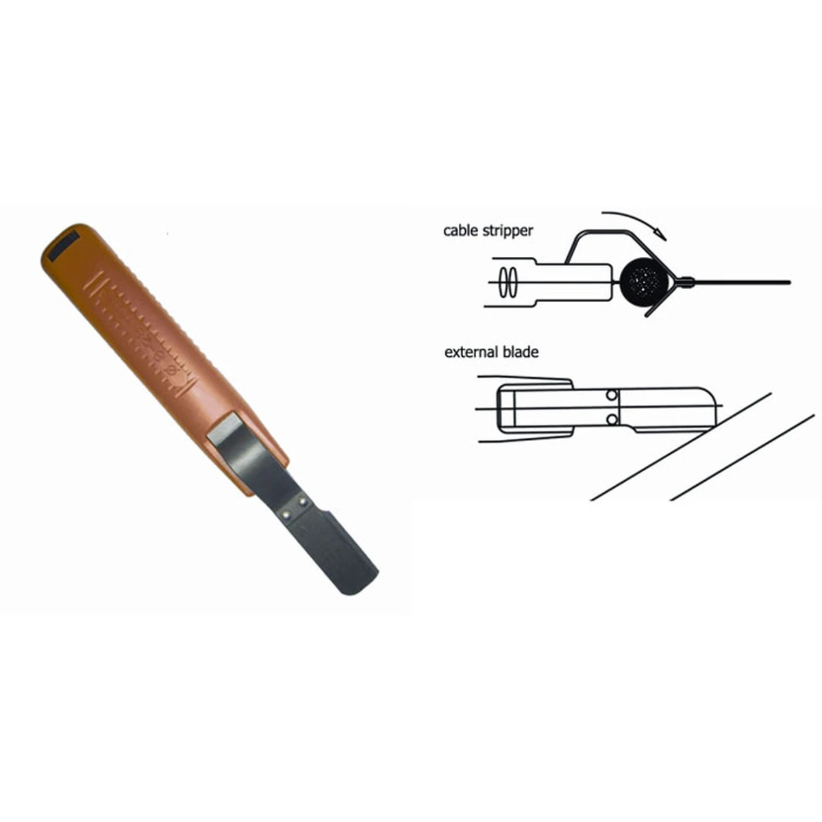 Kabelstripper mit verstellbarer Klinge für 8-28 mm Kabel, und zusätzlichem Messer für Längsschnitt… – CP-SC3-1C