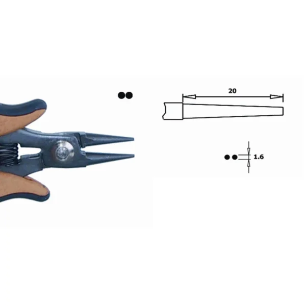 Mit glatter Innenfläche. Ø-Spitze: 1,6 mm, Backenlänge 20 mm, Klingenstärke 5,0 mm. – CP-PN5025-1