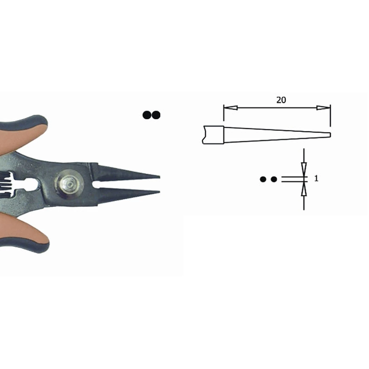 Mit glatter Innenfläche. Ø-Spitze: 1,0 mm, Backenlänge 20 mm, Klingenstärke 5,0 mm. – CP-PN5025-3