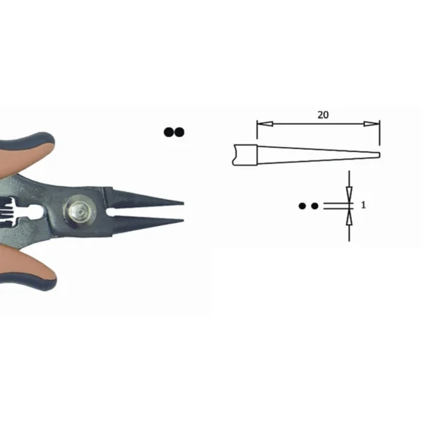 Mit glatter Innenfläche. ESD. Ø-Spitze: 1,0 mm, Backenlänge 20 mm, Klingenstärke 5,0 mm. – CP-PN5025-3D
