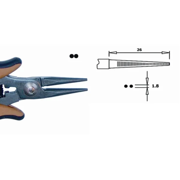 Innenfläche gezahnt. ESD. Ø-Spitze: 1,8 mm, Backenlänge 26 mm, Klingenstärke 5,0 mm. – CP-PN5025ZD