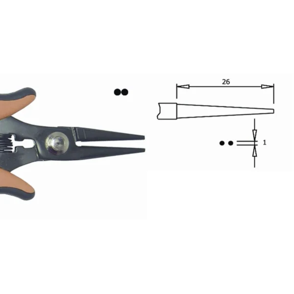Mit glatter Innenfläche. Ø-Spitze: 1,0 mm, Backenlänge 26 mm, Klingenstärke 5,0 mm. – CP-PN5025-2