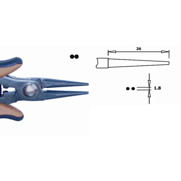 Mit glatter Innenfläche. Ø-Spitze: 1,8 mm, Backenlänge 26 mm, Klingenstärke 5,0 mm. – CP-PN5025