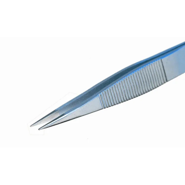 Pinzette mit flachen, breiten Spitzen, mit Griffrillen, Länge 120 mm – CP-00B