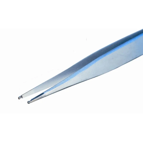 Pinzette zum Arbeiten mit kleinen Bauteilen und Drähten, Spitze mit 1 mm Loch-Ø, Länge 120 mm – CP-38