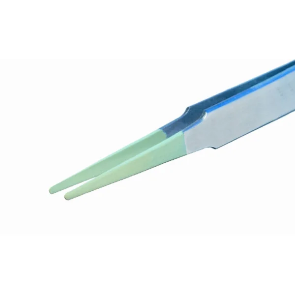 Pinzette mit abgerundeten, abgewinkelten Teflon-Spitzen, Länge 120 mm – CP-2AT