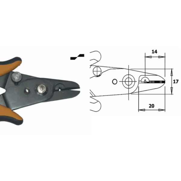 Zum Schneiden von Kevlar® und Abziehen von optischen Fasern. Verstellbar von Ø 0,2-1 mm. Länge 148… – CP-CCS-11-NB