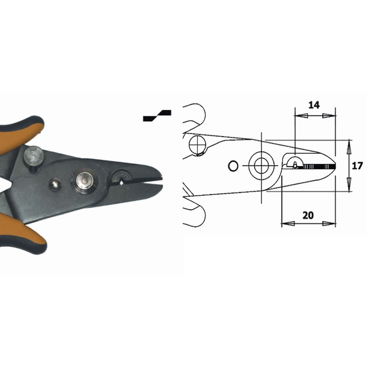 Zum Schneiden von Kevlar® und Abziehen von optischen Fasern. Verstellbar von Ø 0,2-1 mm. Länge 148… – CP-CCS-11-NB