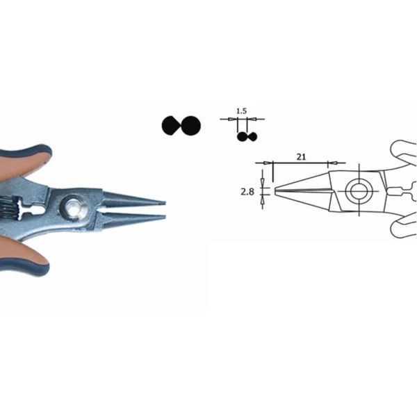 Geeignet zur Schmuckdrahtverarbeitung. Klingenstärke 5,0 mm, Länge 147 mm, Kupferdraht 1,02 mm. – CP-PN5025C